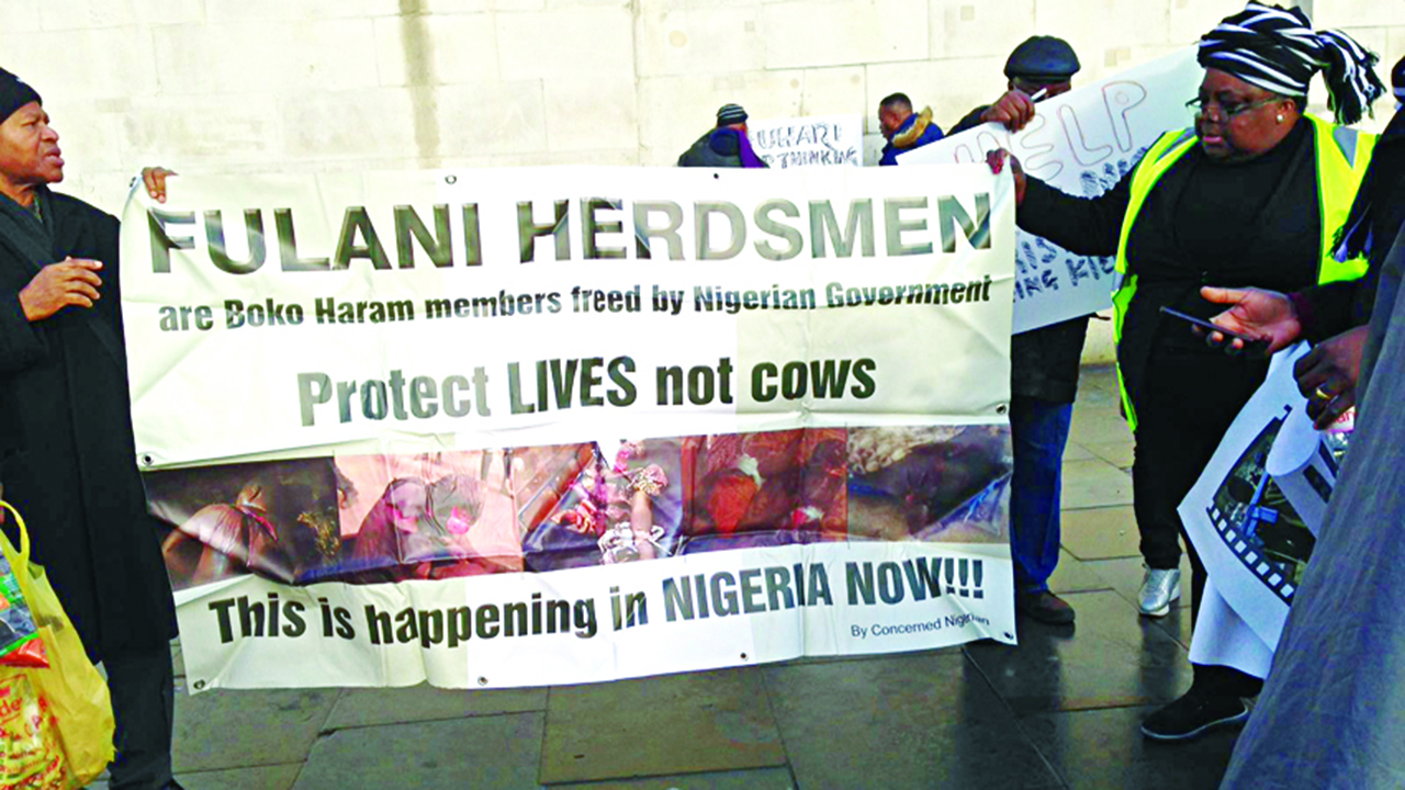 Nigerians Lead Protest in London Over Herdsmen’s Killing in Nigeria