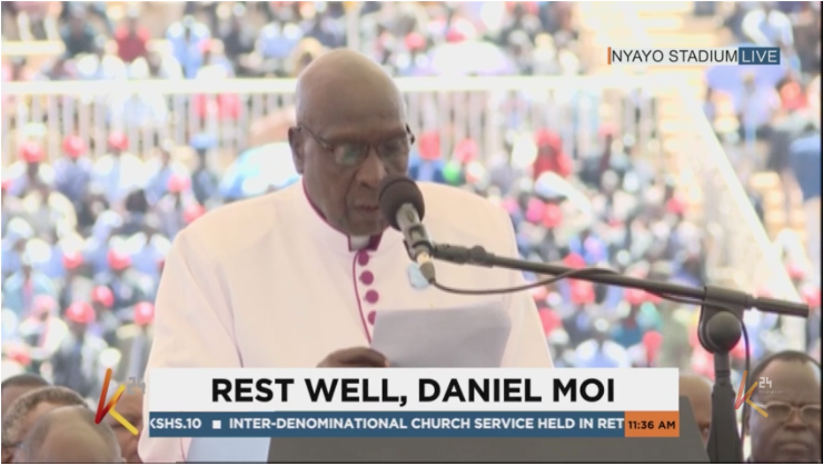 Priest reads Moi’s favourite scriptures as funeral gets underway